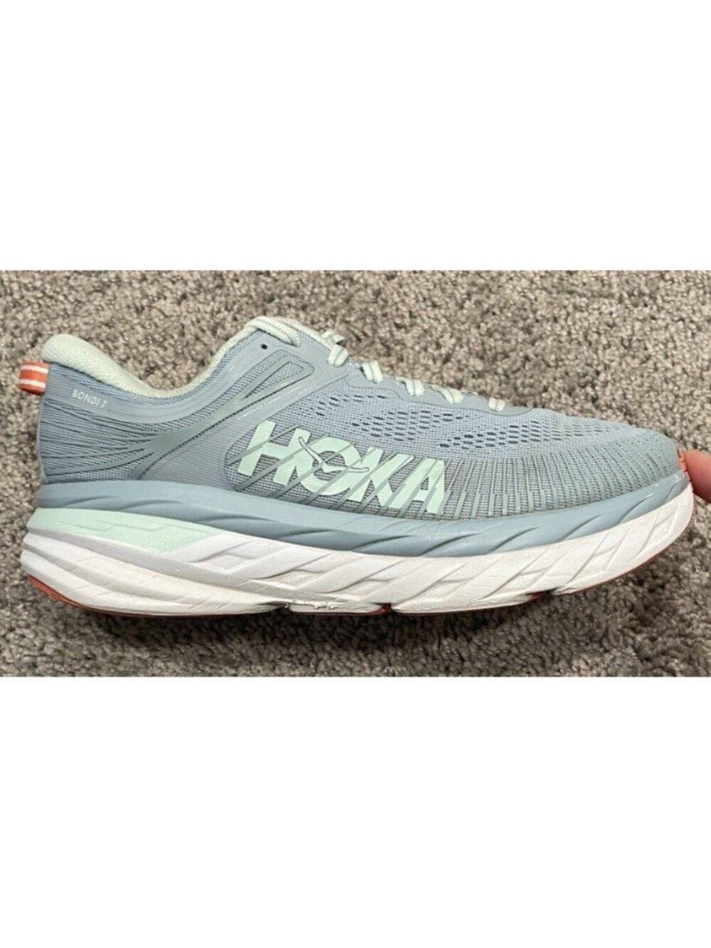 Hoka One One Bondi 7 Women's Blue Fog Sneakers Size 7.5 D Athletic Running Shoe